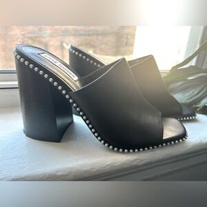Steve Madden Madden girl black leather with pearls slip on